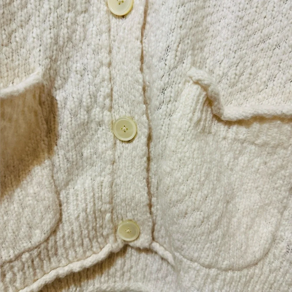 J. CREW ivory Relaxed Cardigan in Textured Yarn oversized boxy fit NWOT - Large - Picture 5 of 11